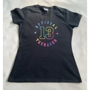 Port Company Official 13 Teenager Womens Black T-Shirt Size  XS Short‎ Sleeve